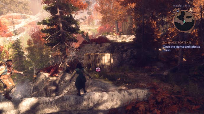 Rook using Harding’s power to move a rock in Dragon Age: Veilguard.