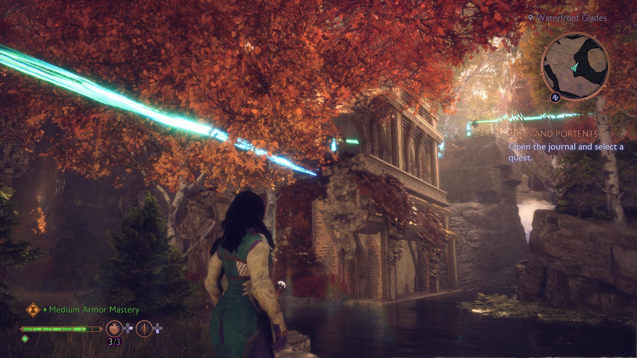 Rook following a magical beam to its destination in Dragon Age: Veilguard. - 7