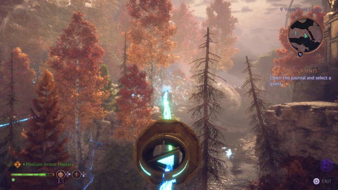 Rook aiming his magic beam at the Waterfront Glades chest in Dragon Age: Veilguard.