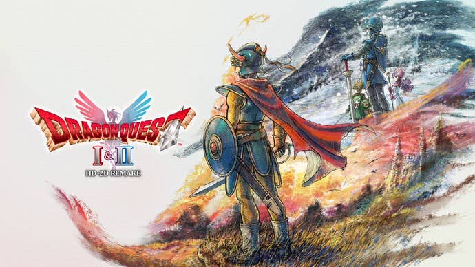 Key creation for Dragon Quest 1 & 2 HD2D Remake showing the main casts of characters, each of which are phantasy benignant characters.