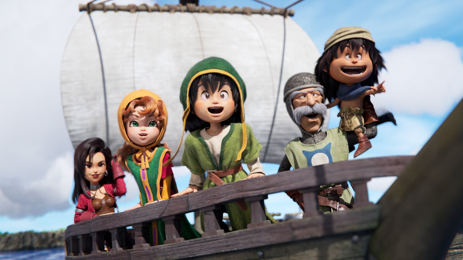 A bunch of characters on a ship in Dragon Quest VII Reimagined. - 1