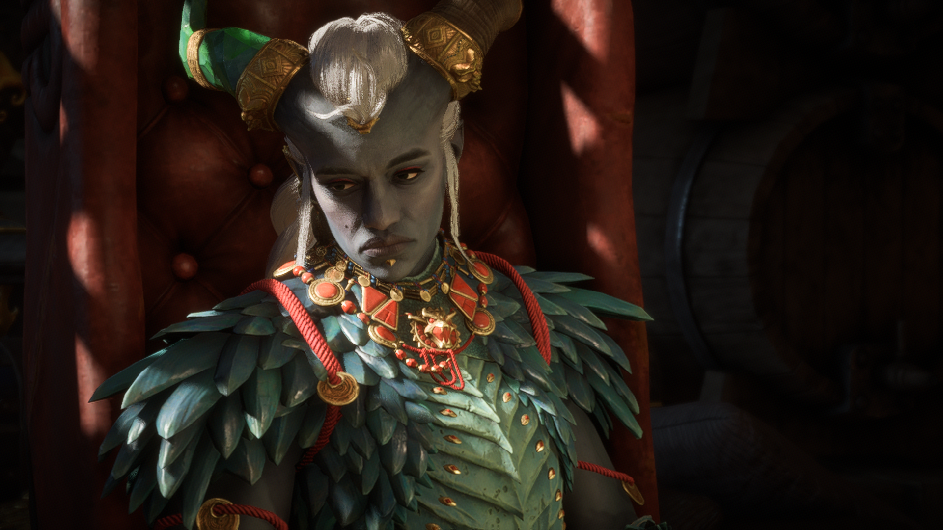 Dragon Age: The Veilguard screenshot showing the character Taash