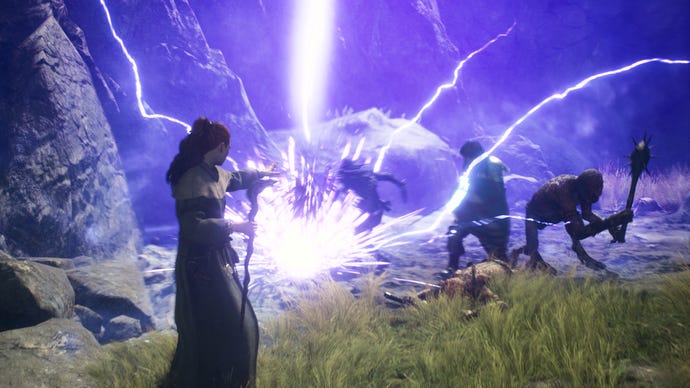 A mage casting lightning magic in Dragon’s Dogma 2.
