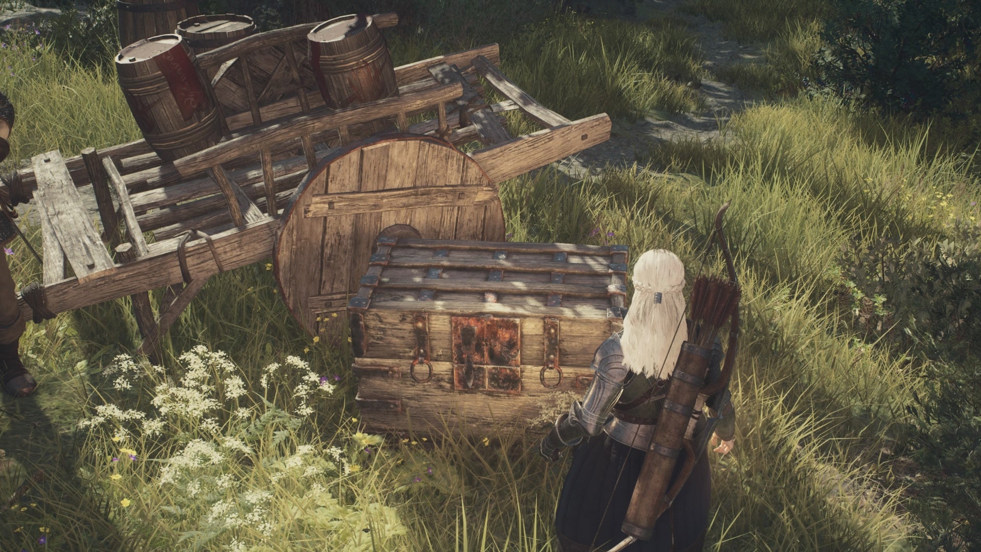 dragons dogma 2 arisen facing loot chest by abandoned cart