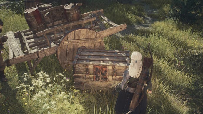 dragons dogma 2 arisen facing loot chest by abandoned cart