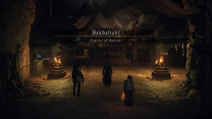 The Arisen and their Pawns entering the city of Bakbattahl in Dragon’s Dogma 2.