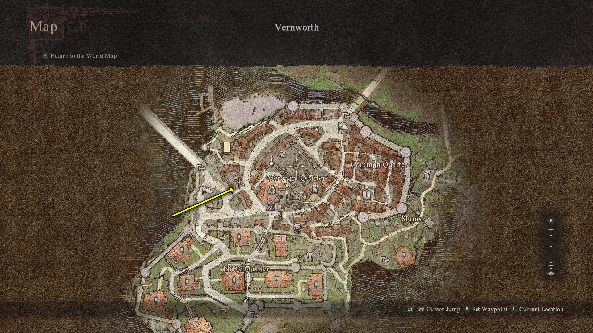 Screenshot of Clovis&rsquo;s Barberie map location in Dragon&rsquo;s Dogma 2.
