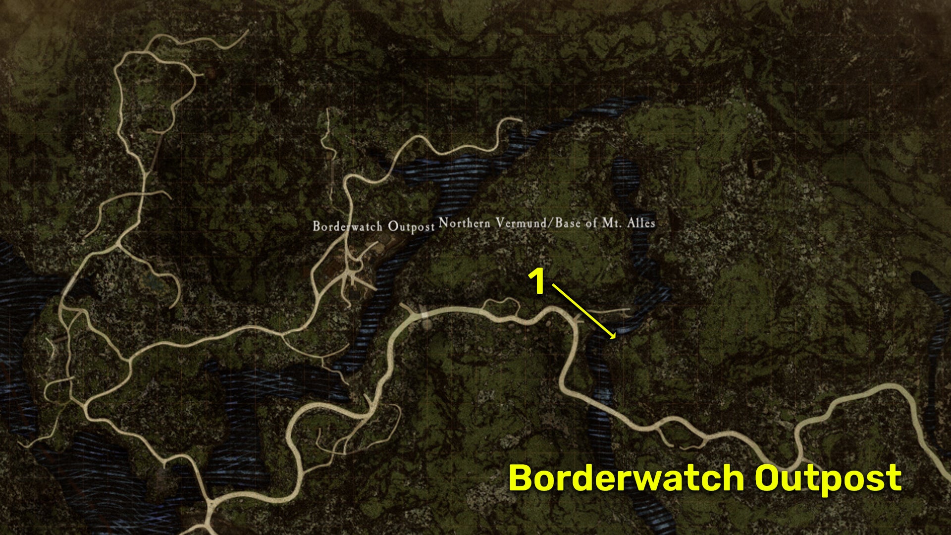 Dragon&rsquo;s Dogma 2 map locations of all Wakestone Shards near the Borderwatch Outpost.