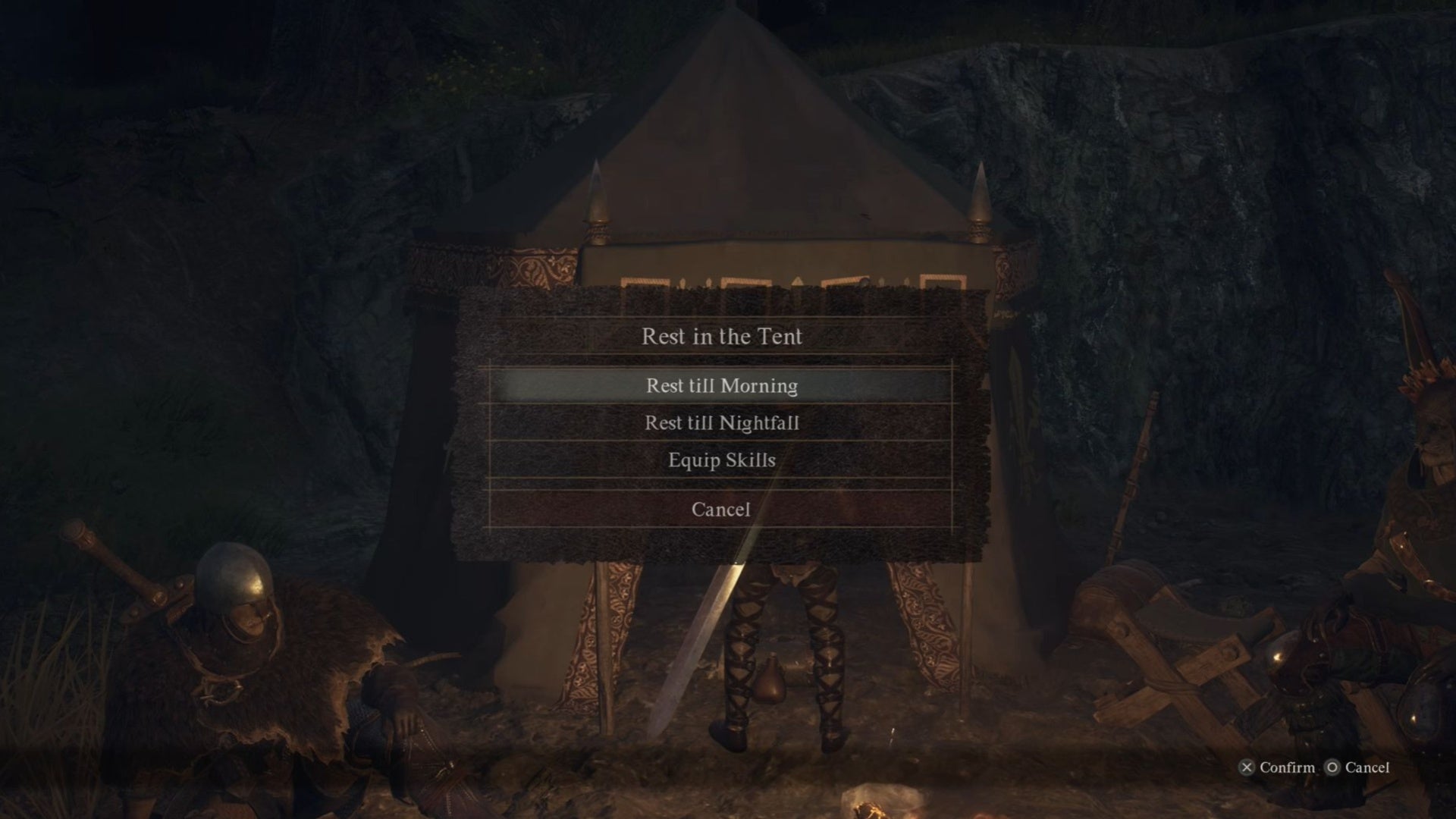 Dragon&rsquo;s Dogma 2 campsite sleep options menu