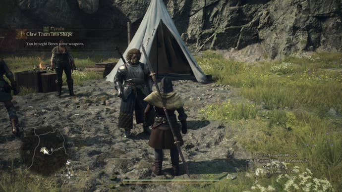 The Arisen speaking to Beren during the Claw them into shape quest in Dragon’s Dogma 2.