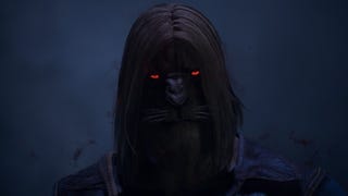 A catperson pawn infected with Dragonsplague stares at the viewer with red eyes in Dragon's Dogma 2