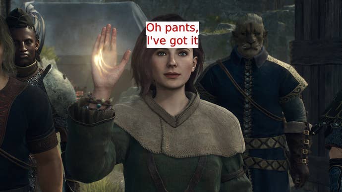 A pawn in Dragon’s Dogma 2 with a notification about Dragonsplague on her head.