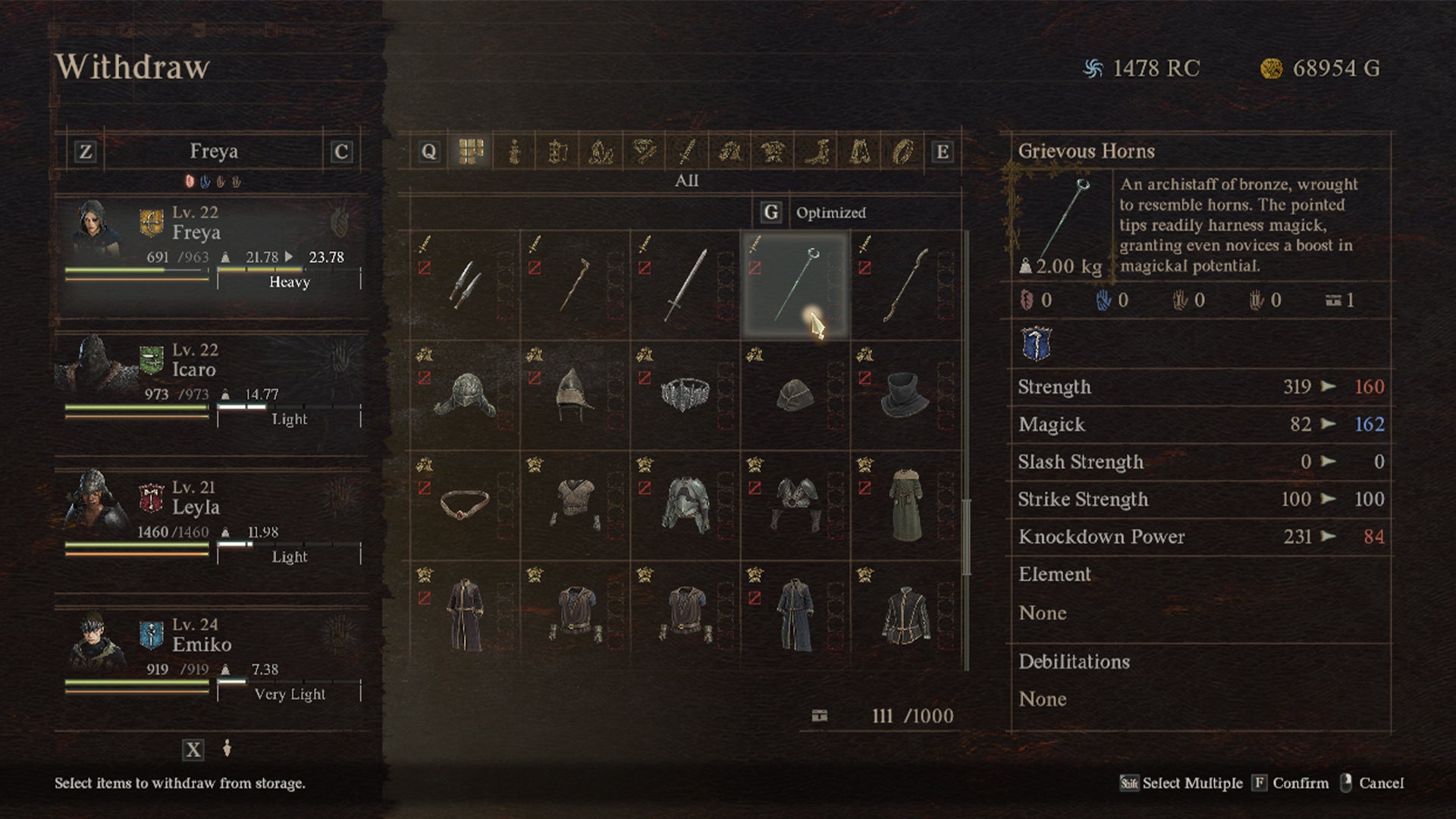 Screenshot of non-proficient equipment in Dragon's Dogma 2. - 10