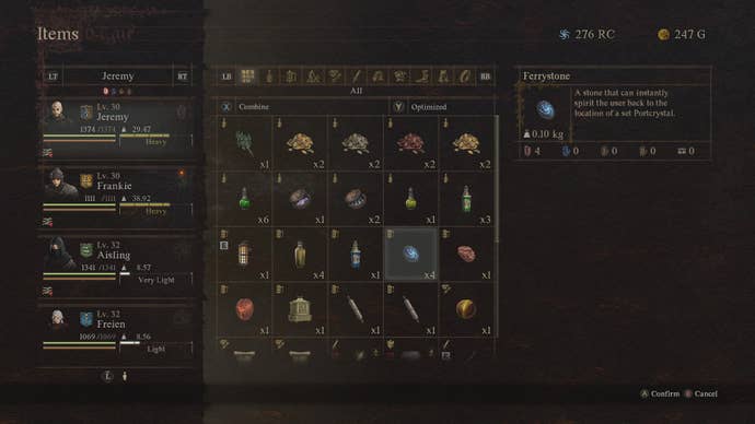 Screenshot of the Ferrystone item description in Dragon’s Dogma 2.