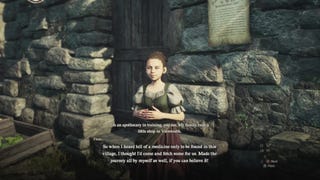 Flora introduces herself outside Runne's Apothecary in Melve and requests your help.