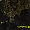 Dragon's Dogma 2 map locations of all Wakestone Shards near Harve Village.