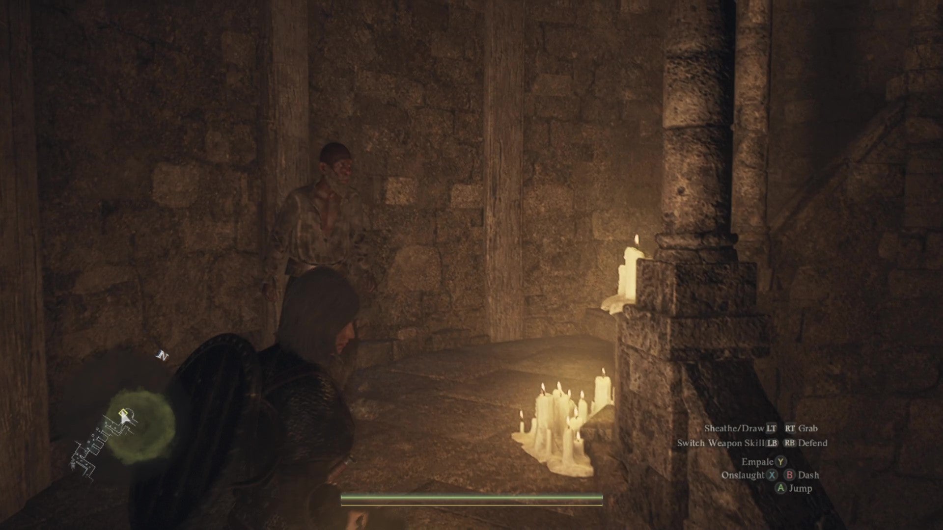 The Arisen leads Waldhar down a dimly-lit spiral staircase. - 17