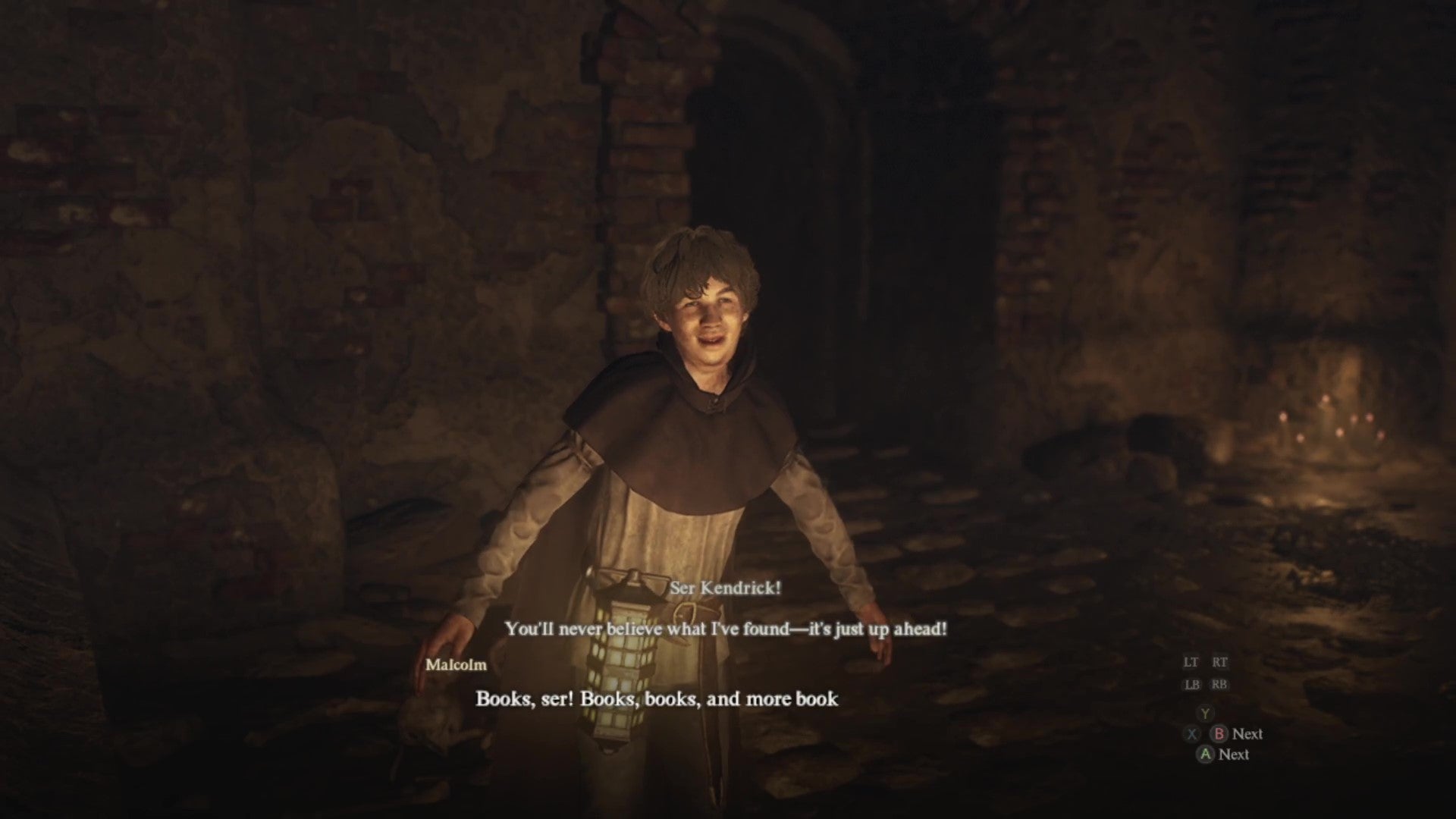 A young boy named Malcolm exclaims excitedly about the archive he's found in this underground vault. - 12