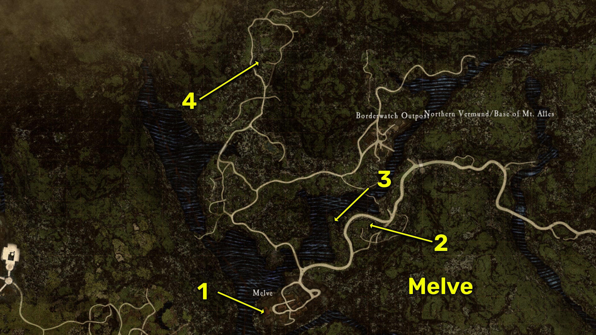 Dragon&rsquo;s Dogma 2 map locations of all Wakestone Shards near Melve.
