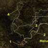 Dragon's Dogma 2 map locations of all Wakestone Shards near Melve.