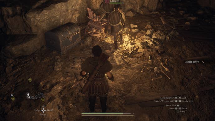 The Arisen opening a treasure chest in Trevo Mine during the Monster Culling quest in Dragon's Dogma 2.