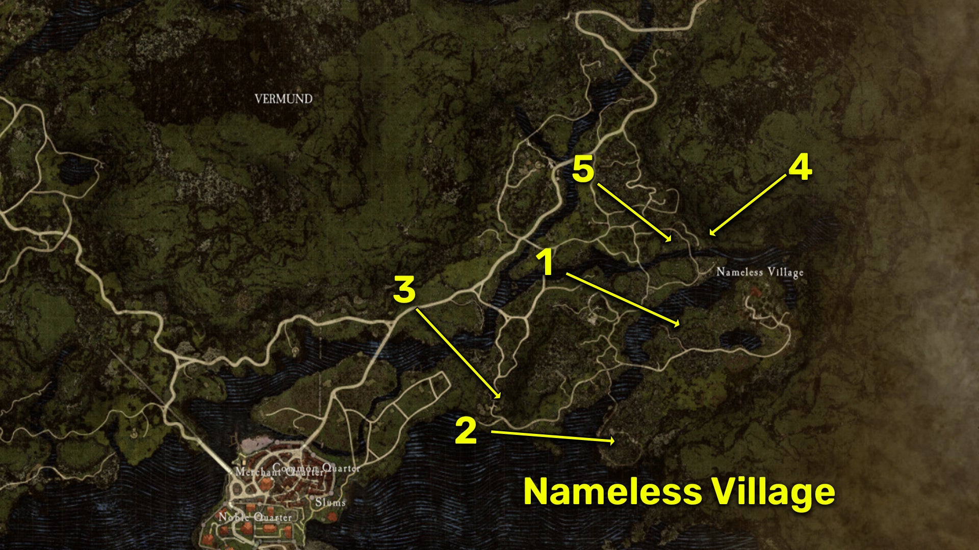 Dragon&rsquo;s Dogma 2 map locations of all Wakestone Shards near the Nameless Village.