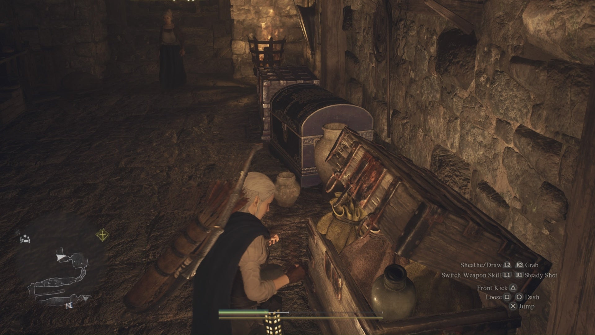 dragons dogma 2 nameless village white haired arisen looting thief chests