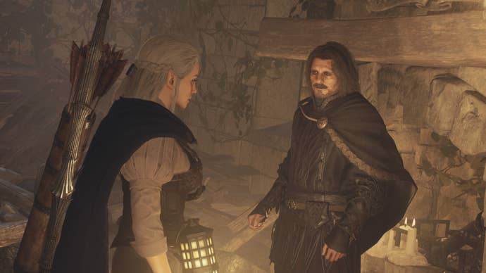 dragons dogma 2 nameless village white haired arisen speaking to Flaude