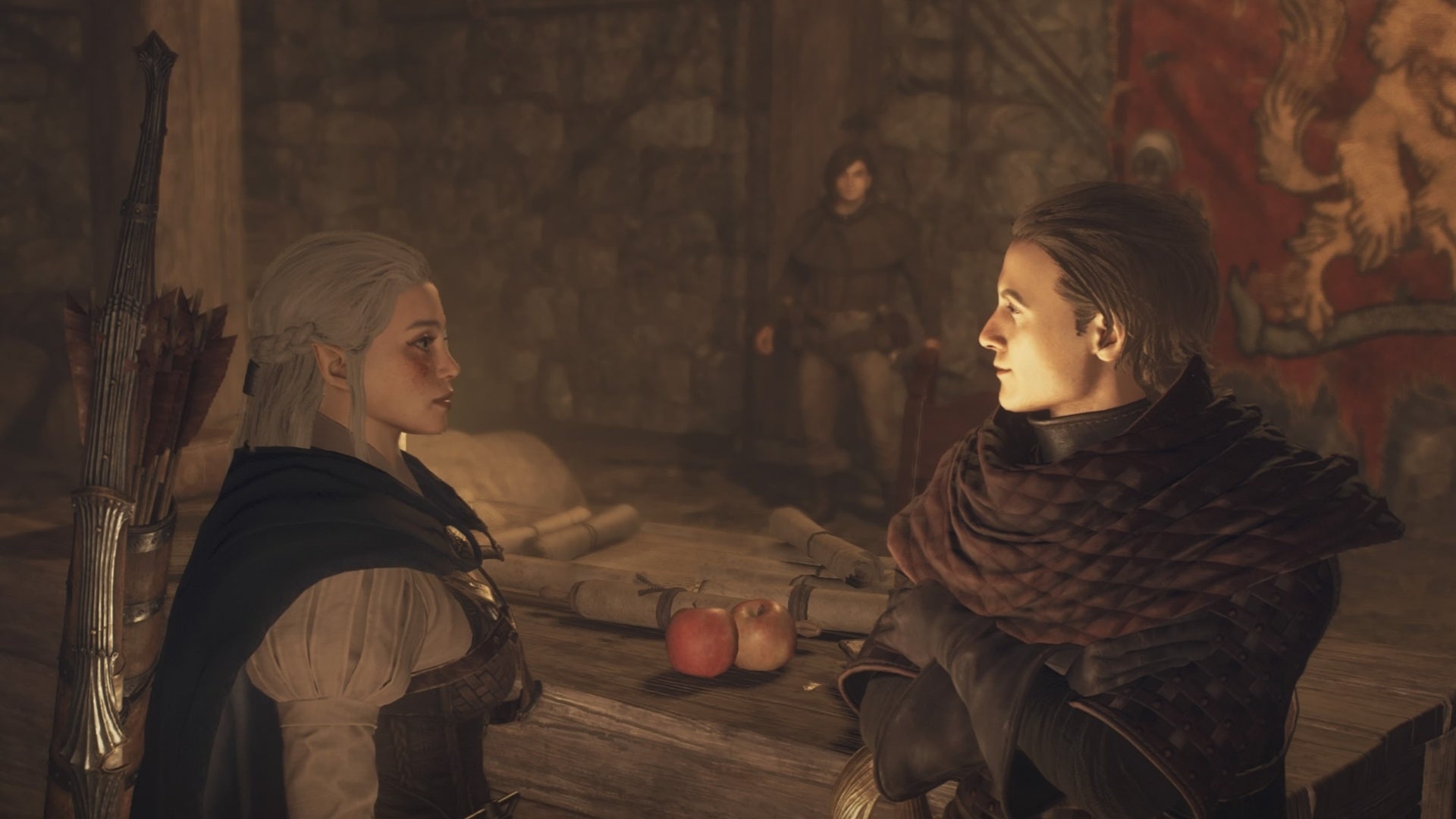 Dragon&rsquo;s Dogma 2&rsquo;s white-haired Arisen speaking to Srail.