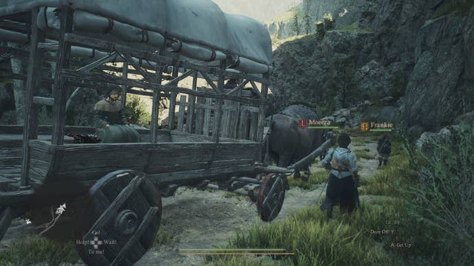 Screenshot of an Oxcart ride in Dragon’s Dogma 2.