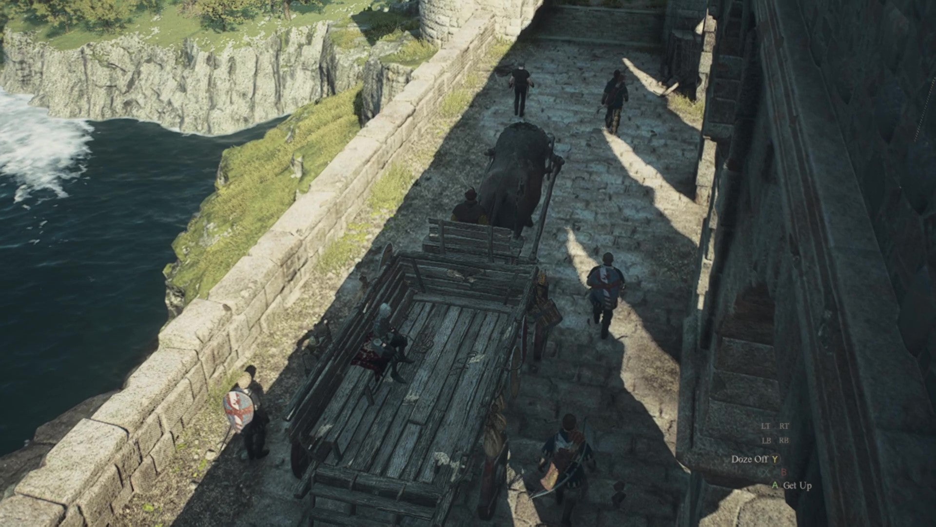 An oxcart crosses the north bridge out of Vernworth on a sunny morning in Dragon's Dogma 2. - 5