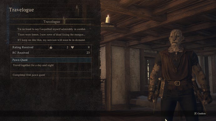 Screenshot of a Pawn quest Travelogue in Dragon's Dogma 2.