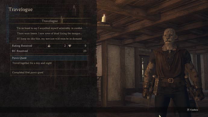 Screenshot of a Pawn quest Travelogue in Dragon’s Dogma 2.