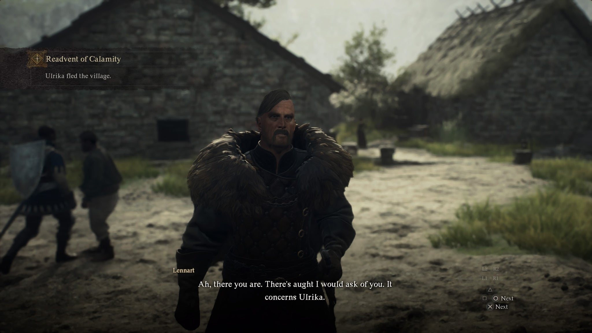 Lennart asking the Arisen to find Ulrika during the Readvent of Calamity quest in Dragon's Dogma 2. - 3