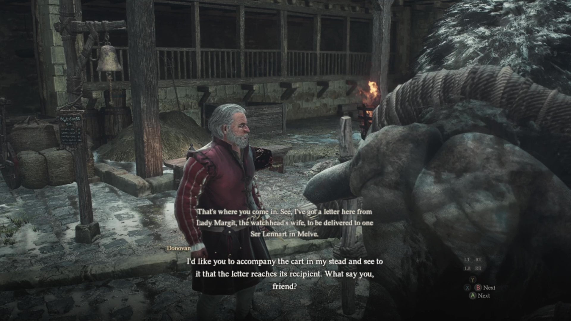 At the North Vernworth Oxcart Station, Donovan sets the Oxcart Courier quest to the Arisen. - 4