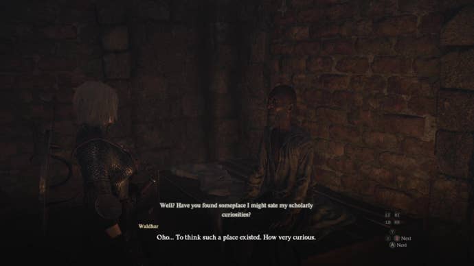 The Arisen and Waldhar once again speak in his cell in the dungeons.