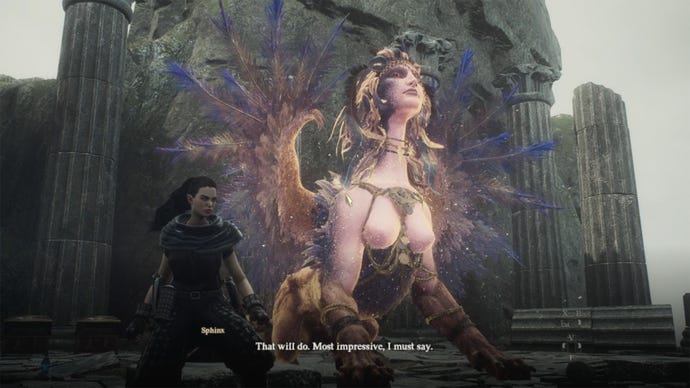 Screenshot of the Sphinx defeated in Dragon's Dogma 2.