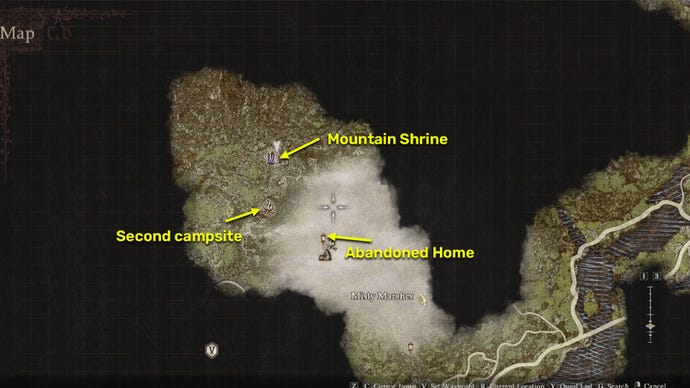 Screenshot of the Sphinx's first map location in Dragon's Dogma 2.