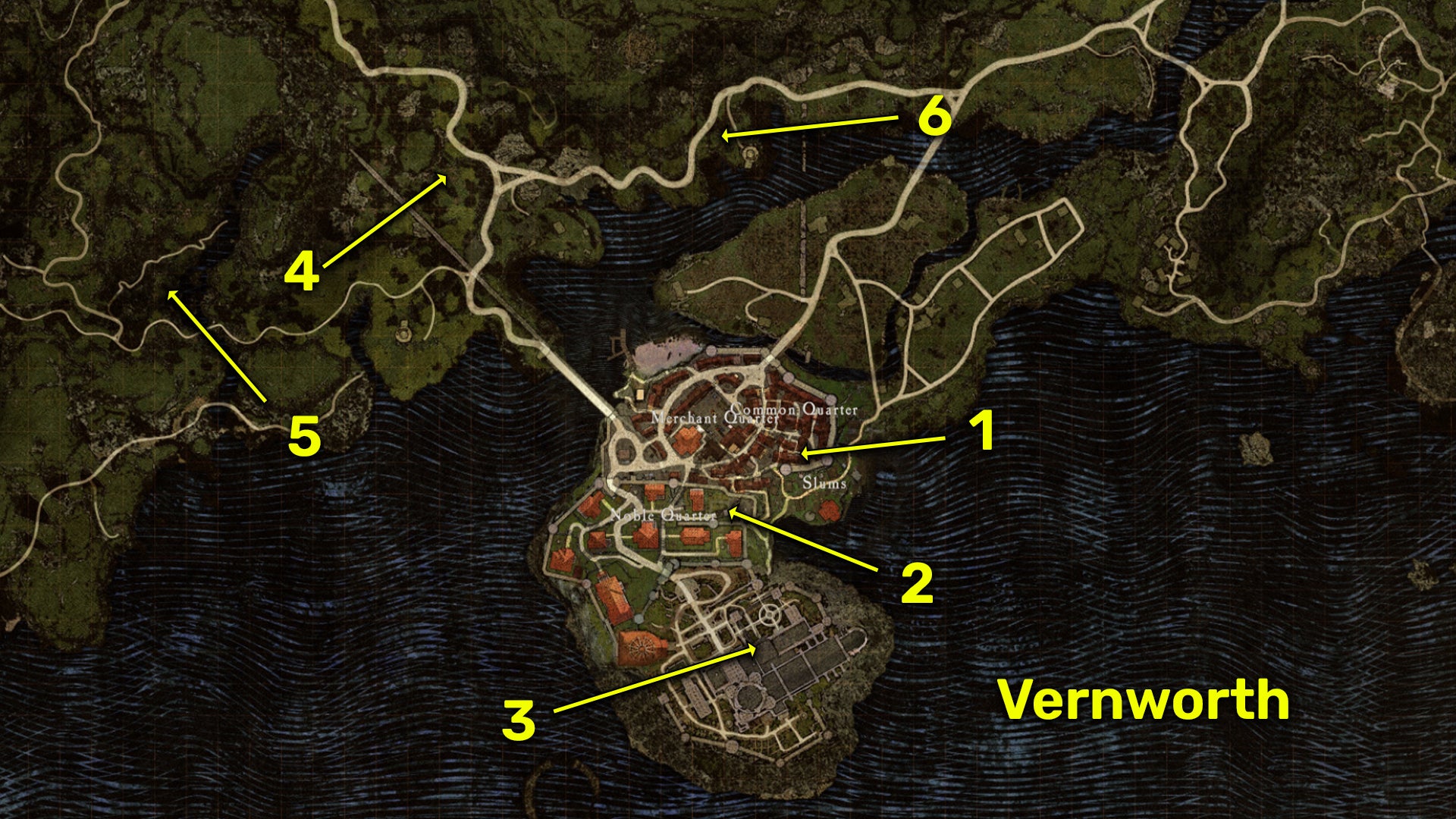 Dragon&rsquo;s Dogma 2 map locations of all Wakestone Shards near Vernworth.