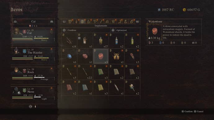 Dragon's Dogma 2 wakestone in inventory