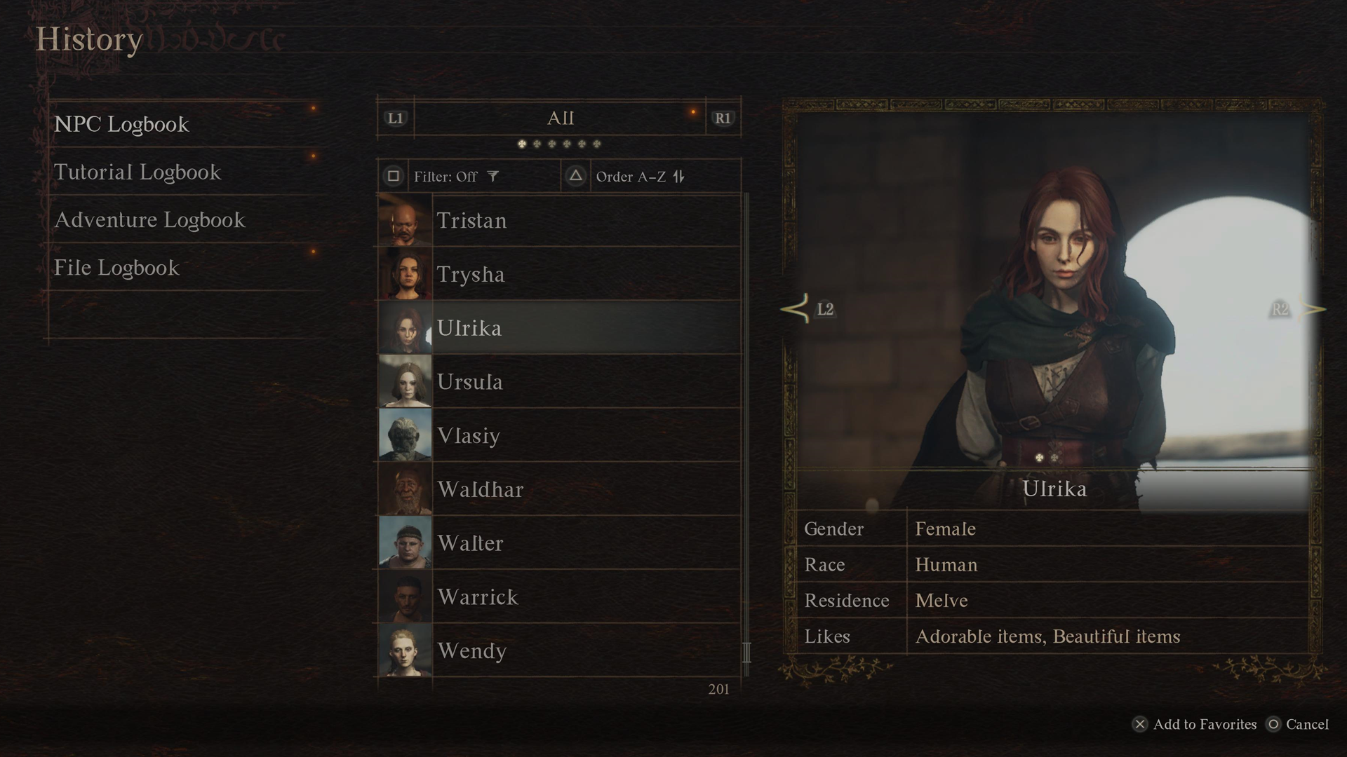 Check the NPC Logbook to know who you can give a gift in Dragon&rsquo;s Dogma 2
