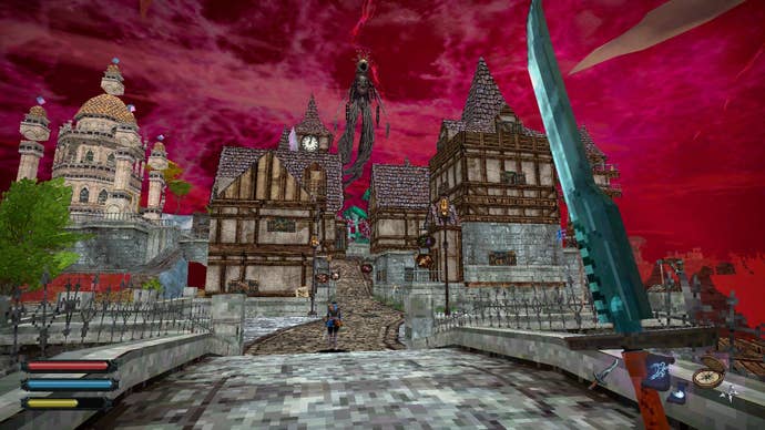 The elder god Paeguth watches over Hallow Town, unseen by everyone but the player.