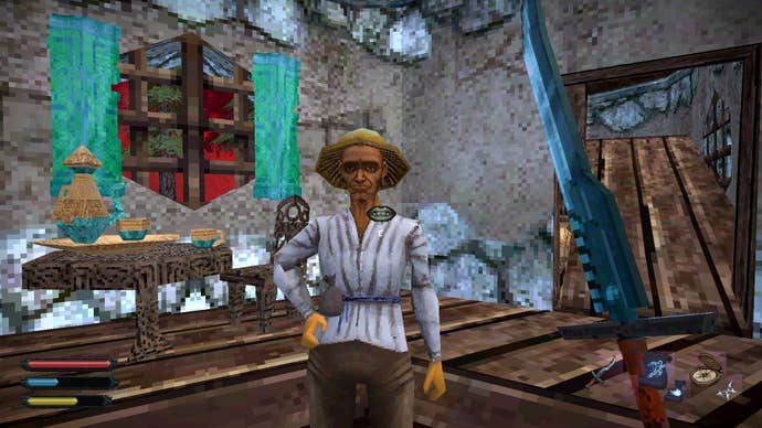 A farmer greets the player in Dread Delusion.