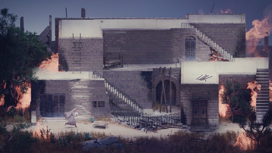 A scene from stealth adventure game Dreams On A Pillow.