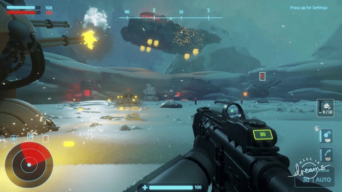 A first-person shooter made in game making toybox Dreams