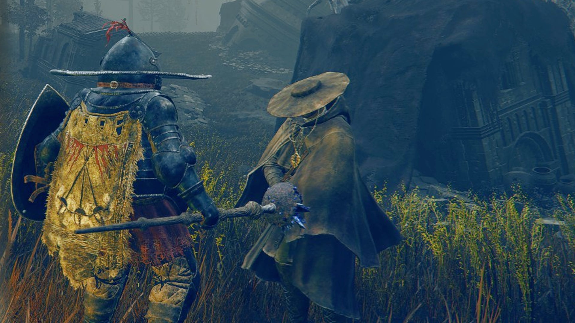 A closeup view of Dryleaf Dane and a Tarnished in Elden Ring: Shadow of the Erdtree. - 13