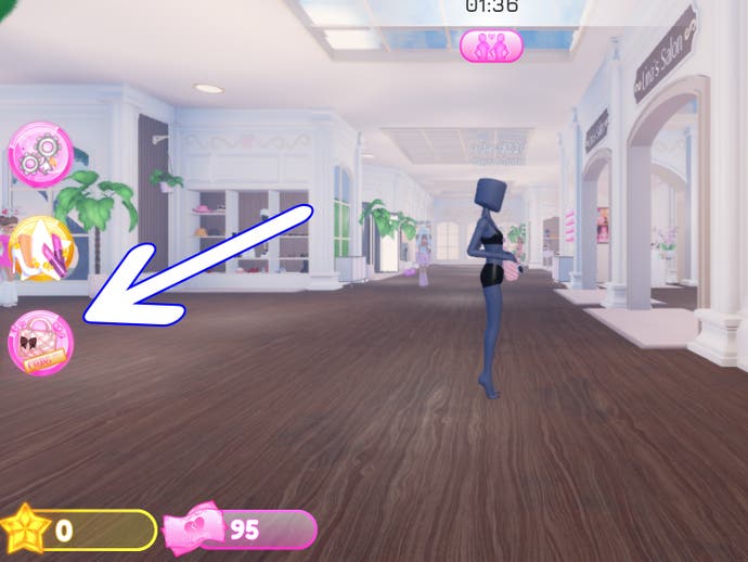 Arrow pointing at codes button on left of screen