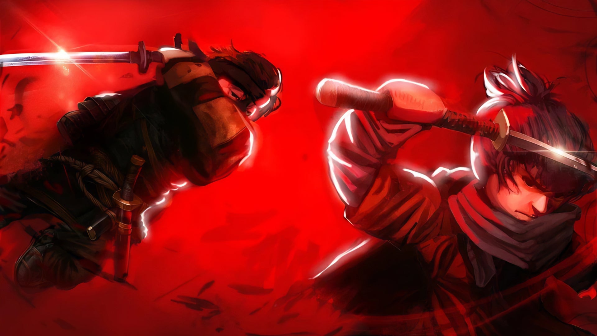 Stylised art from the Roblox game Dueling Grounds , featuring Wolf from Sekiro: Shadows Die Twice battling an adversary. - 1