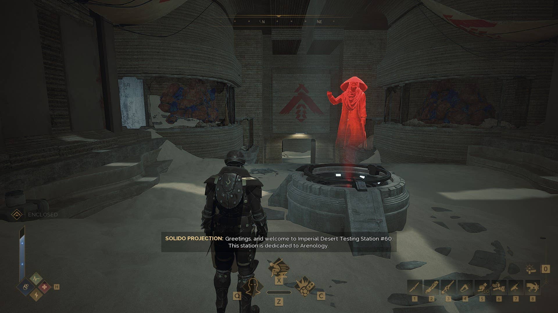 Dune Awakening lab hologram.