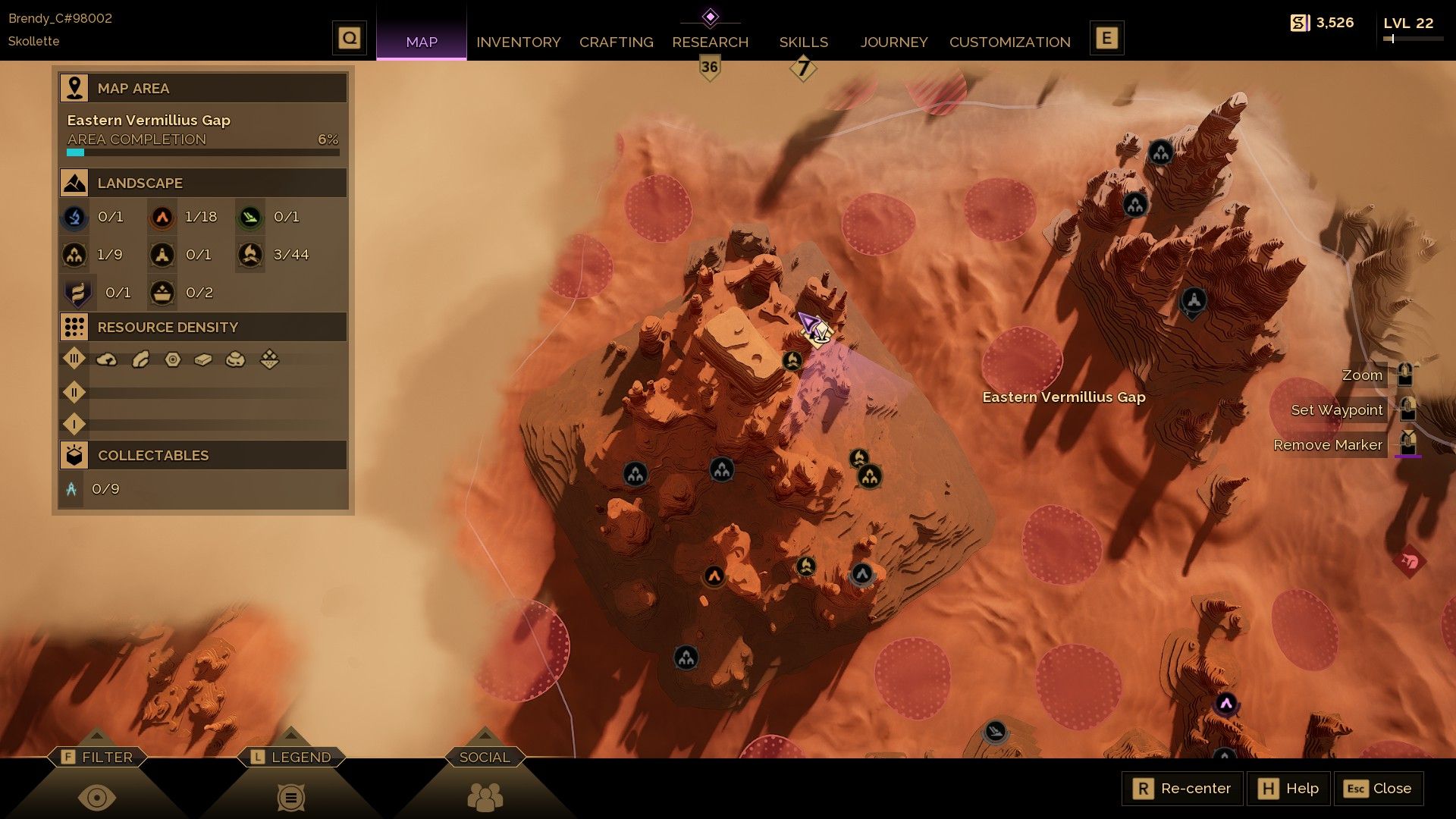 A map of the planet shows a rocky area where the player is based. - 13